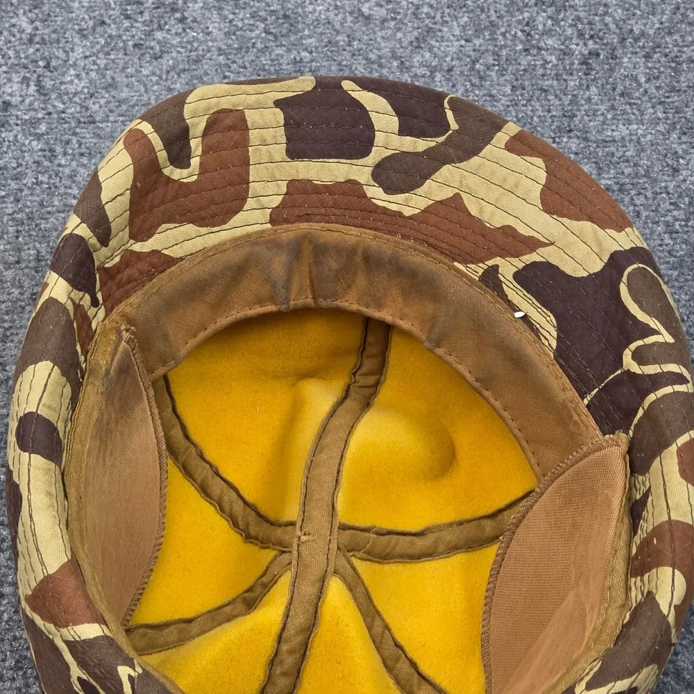 Vintage Duck Hunter Camo Bucket‎ Hat Mens L Brown Frog Skin Fishing Hunting 80s